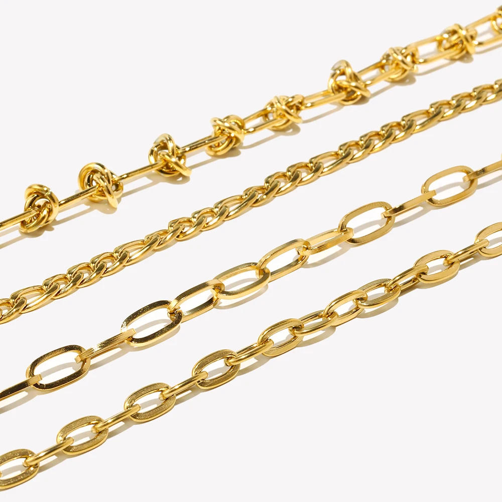Hot Tarnish Free Stylish Stainless Steel Chain Choker Necklace Basic Link Lip Figaro Knot Twisted Chain Necklace For Women