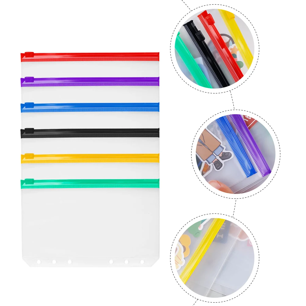 12pcs Zipper Bags Blinder Pockets Inner Core Loose Leaf Document Binders Envelope School Office Wear Resistant