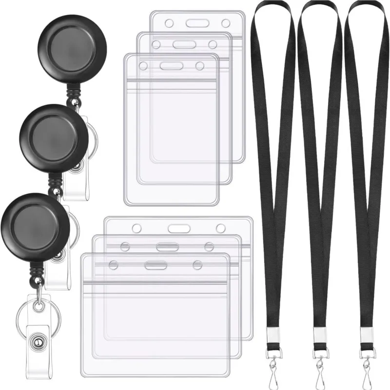 

1//2/3 шт. держатель для карт с подвесной веревкой, водонепроницаемая масштабируемая нагрудная пряжка из ПВХ для рабочего удостоверения личности и именных бирок, принадлежности для хранения карт