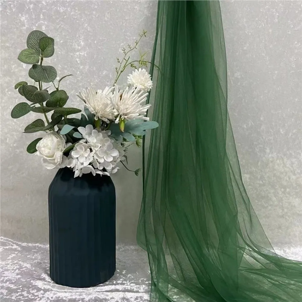 160X100cm Soft Tulle Fabric Soft Dense Mesh Transparent Mesh Fabric Green Yarn Rose Flower Pattern Organza Fabric Bridal Party