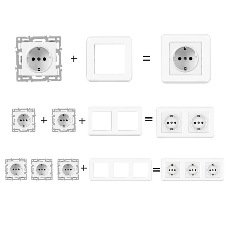 wall-mounted module diy European standard white Plastic frame socket light switch button function combi
