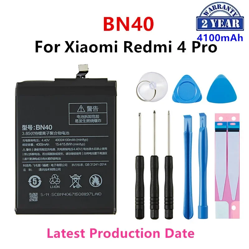 100% Orginal BN40 4100mAh Battery For Xiaomi Redmi 4 Pro Prime 3G RAM 32G ROM Edition Redrice 4 BN40 Batteries +Tools