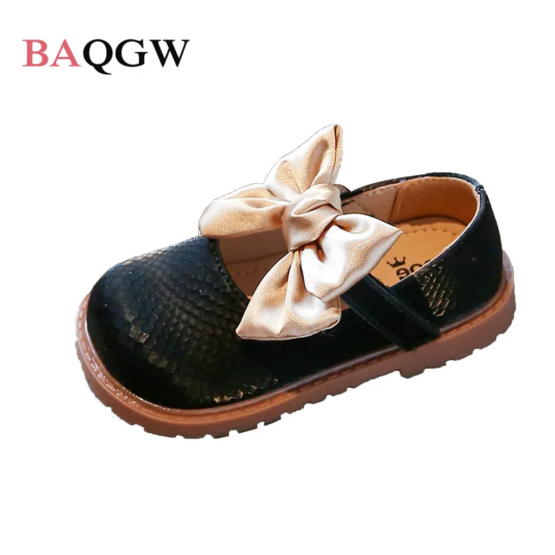 Baby Girl Shoes 1 Year Leather Toddler Shoes with Bowtie 2 To 6 Years Plaid Shell Shoe for Little Girl Princess Party Flats