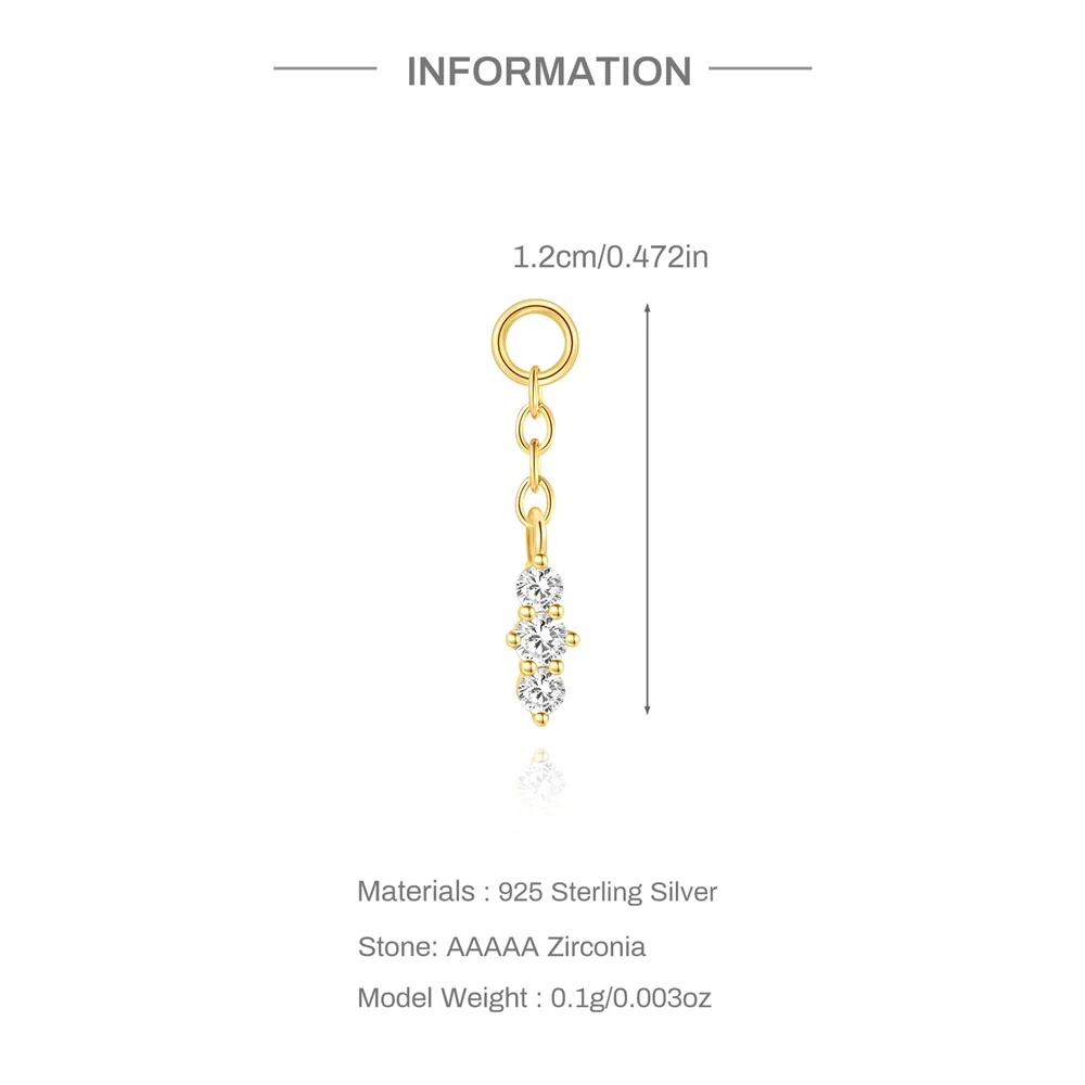 AIDE 1 Stück 925 Sterling Silber Ersatzteile Ketten Teil für Ohrstecker Piercing Creolen Tropfenohrring Damen Edlen Schmuck Geschenk