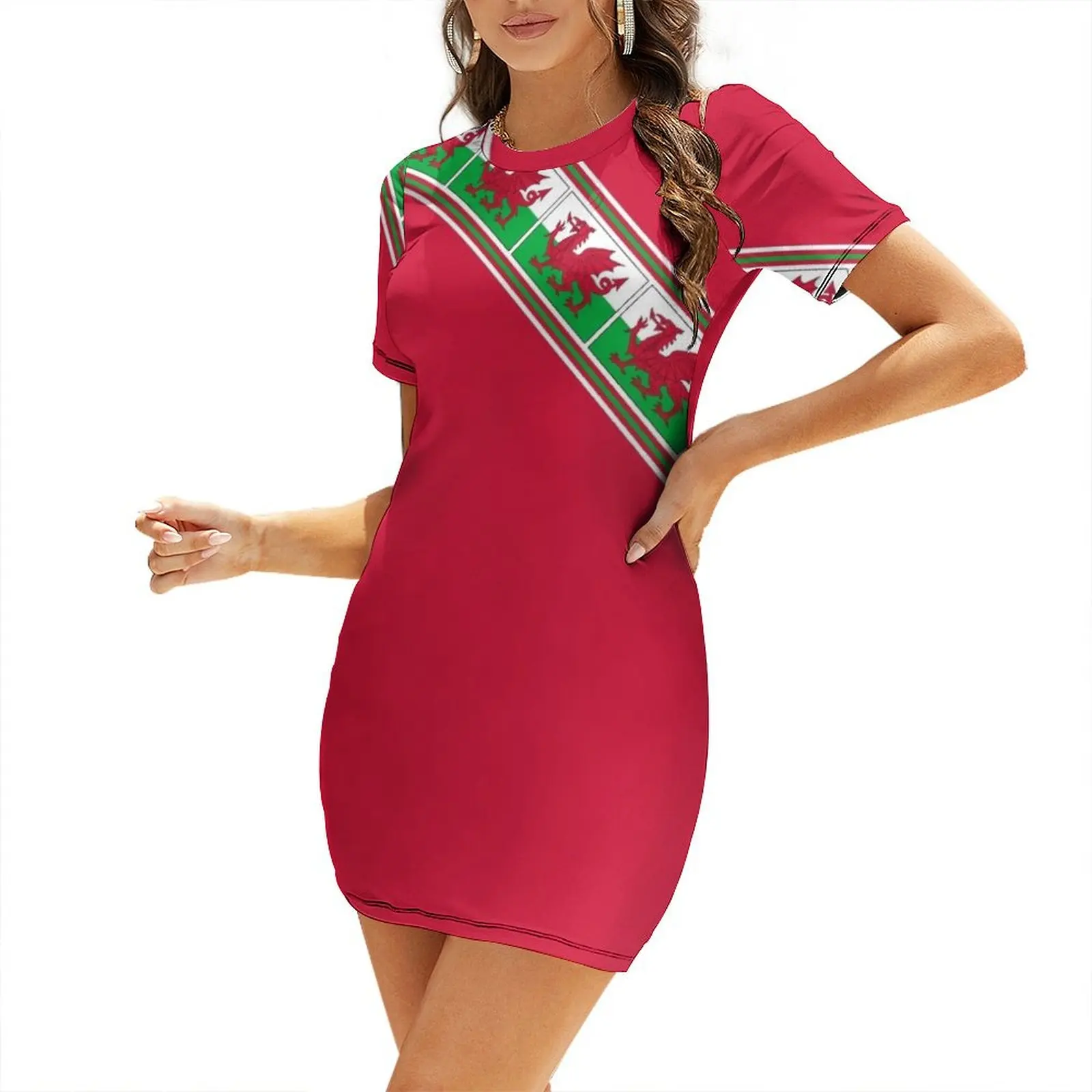 Welsh Flag Stickers, Gifts and Products (N) Short Sleeved Dress birthday dresses for women summer women's dress 2025 Dress