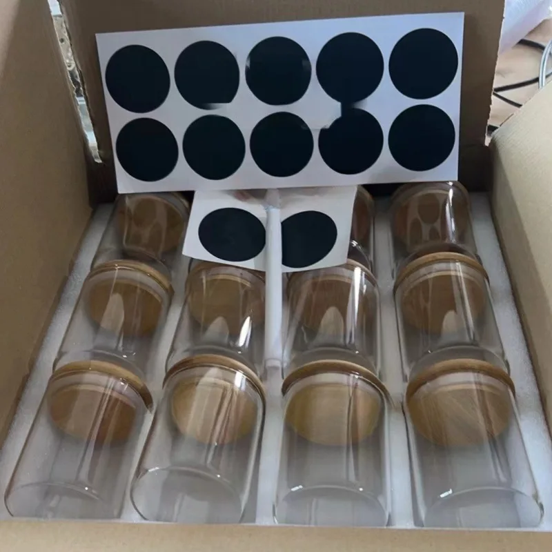 12Pcs Glass Canister Set With Bamboo Lid Airtight Storage For Spice Nuts Kitchen