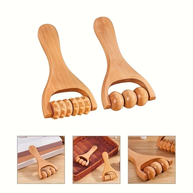 2-Piece Manual Roller Massage Stick Set, Suitable for Back, Waist, Neck and Full Body Massage Used for Daily Body Relaxation and Fatigue Relief