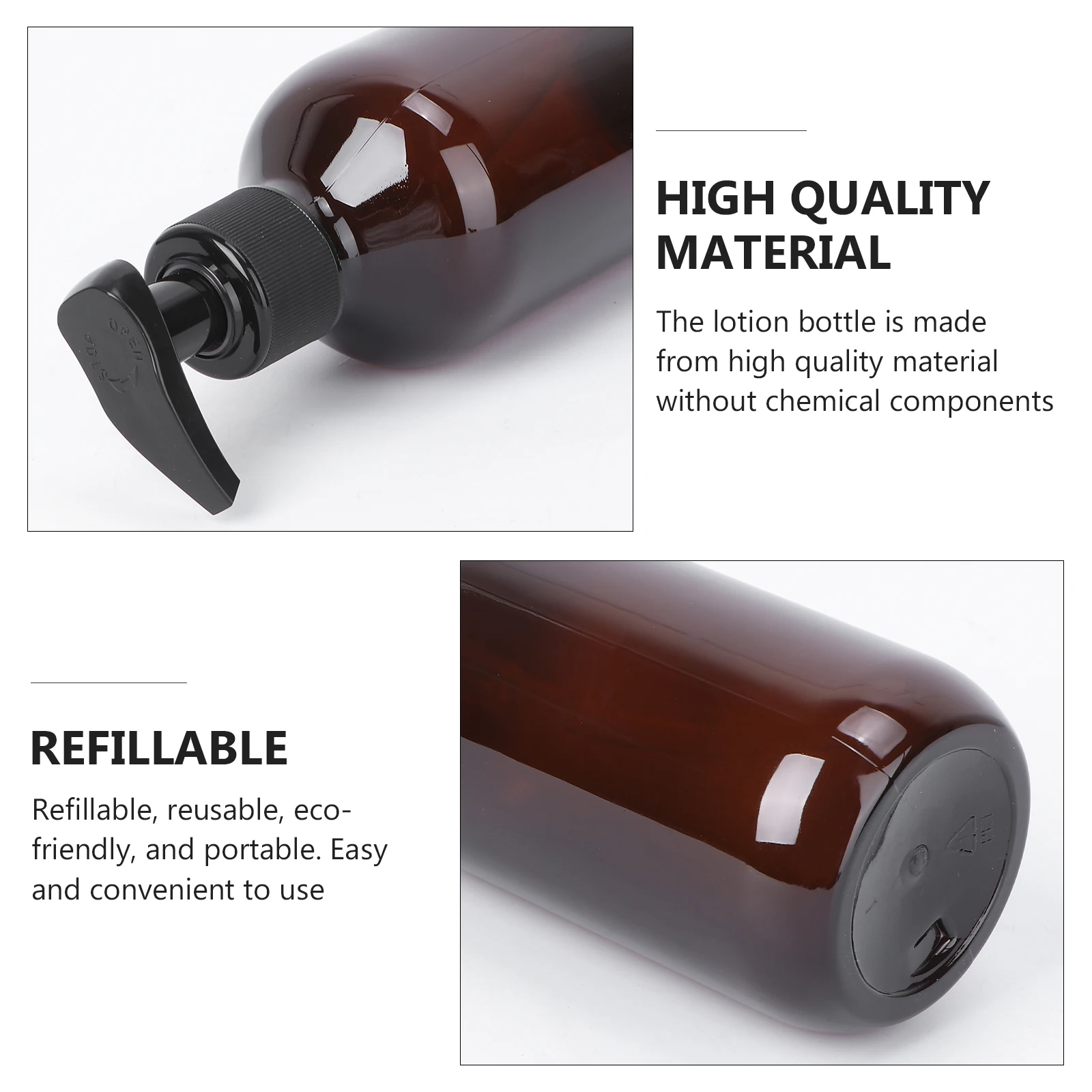 

4pcs 300Ml Pe Emulsion Bottles Refillable Subpackaging Thick Pump Travel Portable Brown Bottles For Lotion Shampoo