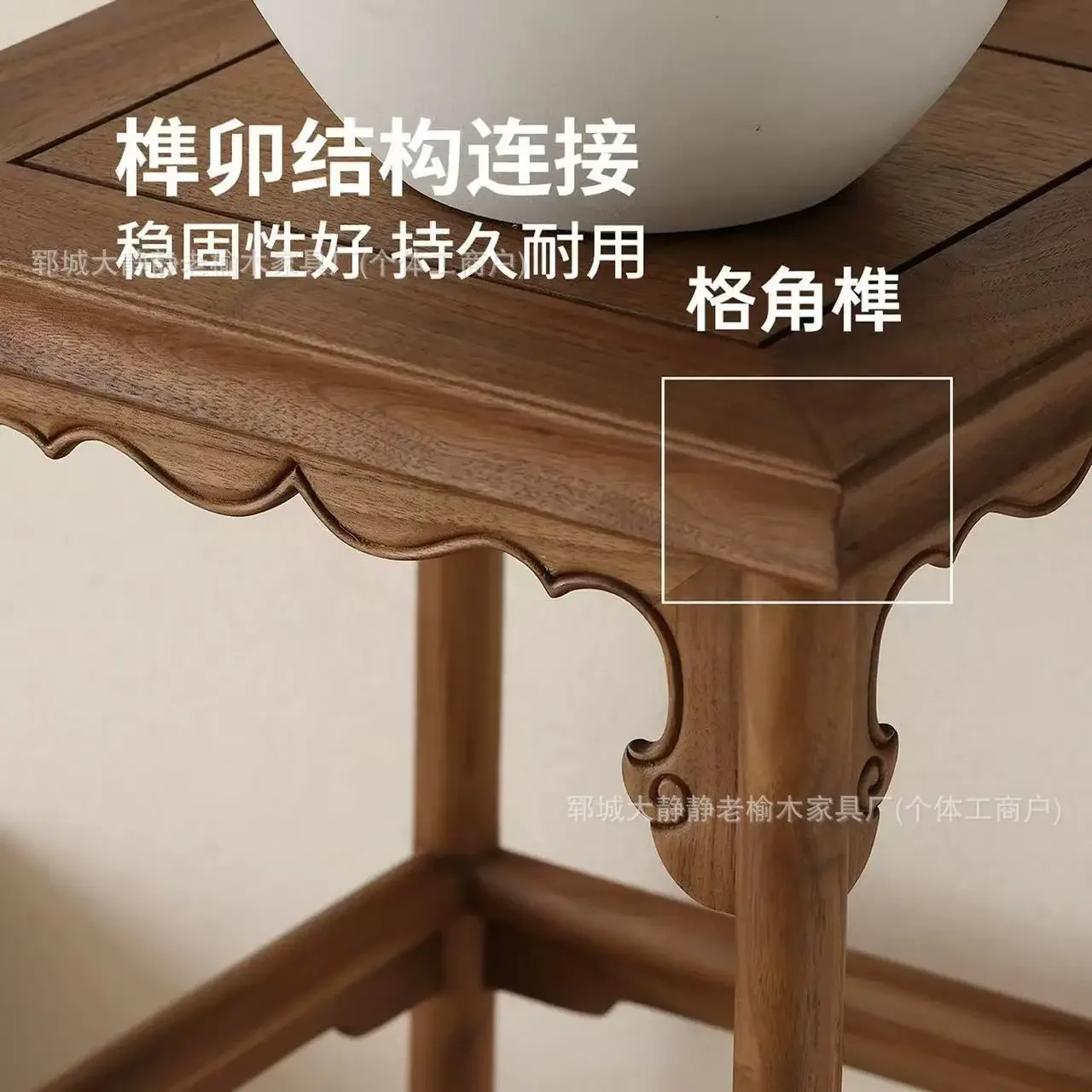 DSA old elm flower stand carved floor-to-ceiling green plant display stand against the wall log stand balcony flower pot