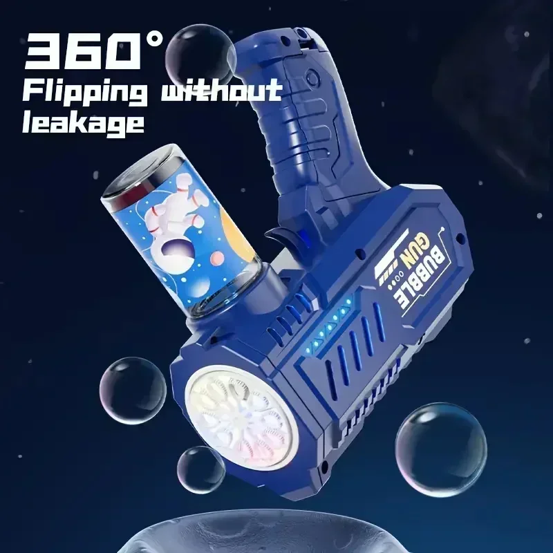 Pistola de bolhas elétrica infantil, máquina automática de bolhas, foguete e sabão, brinquedos de ar livre para crianças, verão, 10 buracos