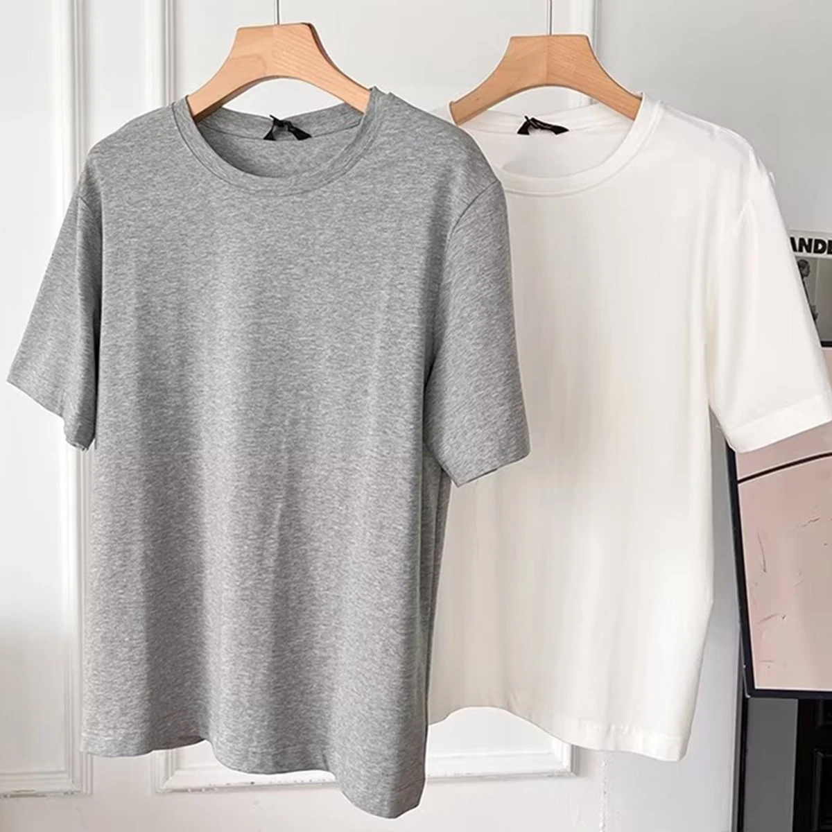 

Jenny&Dave Nordic Minimalist Solid Color basic T-shirt Women Top Summer Tshirt For Ladies 2024 Round Neck Short Sleeve