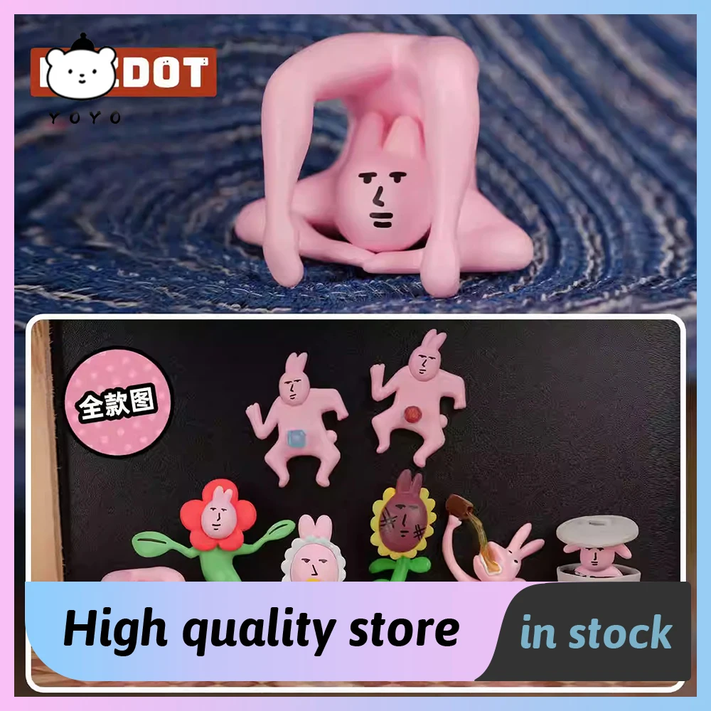 Plzdot Original Pink Rabbit Mini Blind Box Cartoon Anime Figures Fashionable Toys Funny Birthday Desk Decoration Gift Toys