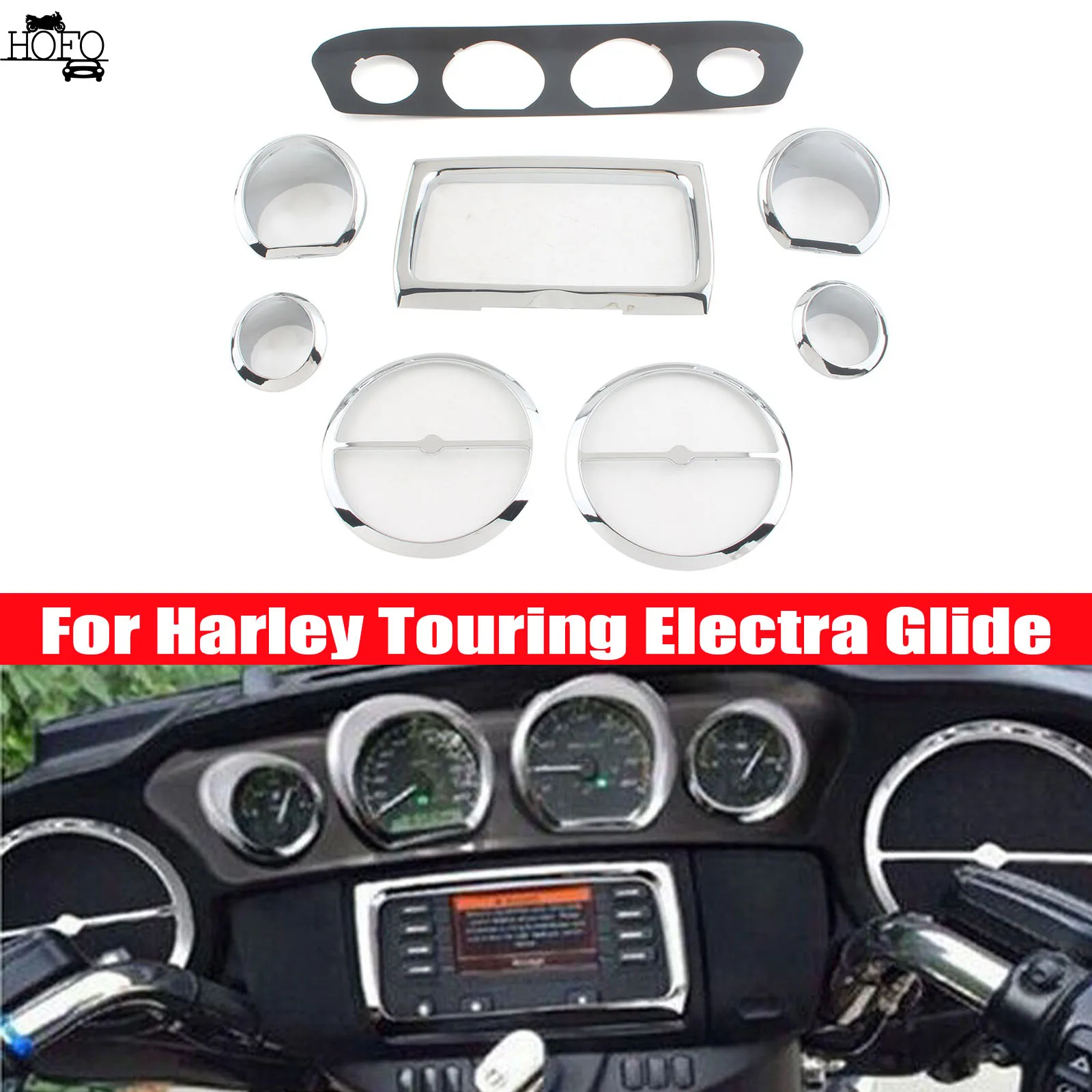 

Fairing Gauge Stereo Switch Instrument Trims Accents Cover Chrome Inner Fairing Gauge Speaker For Harley Touring Electra Glide