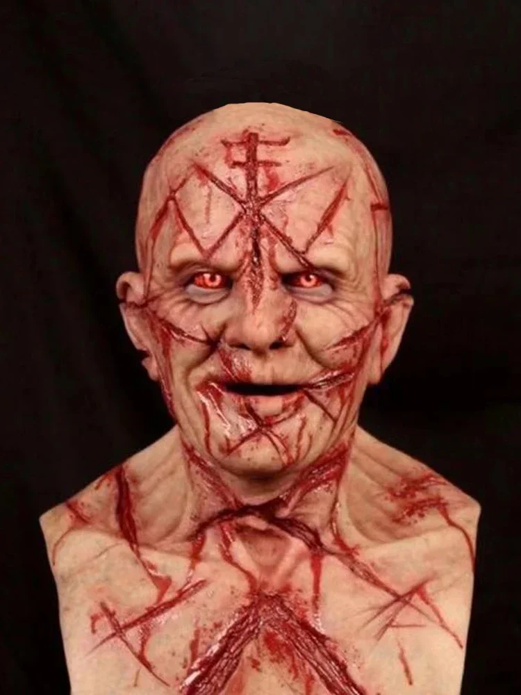 Halloween Gruselige Totenkopfmaske Halloween Party Karneval Cosplay Prop Neuheit Realistische Totenkopf Latexmaske Böser roter Totenkopf Kopfbedeckung