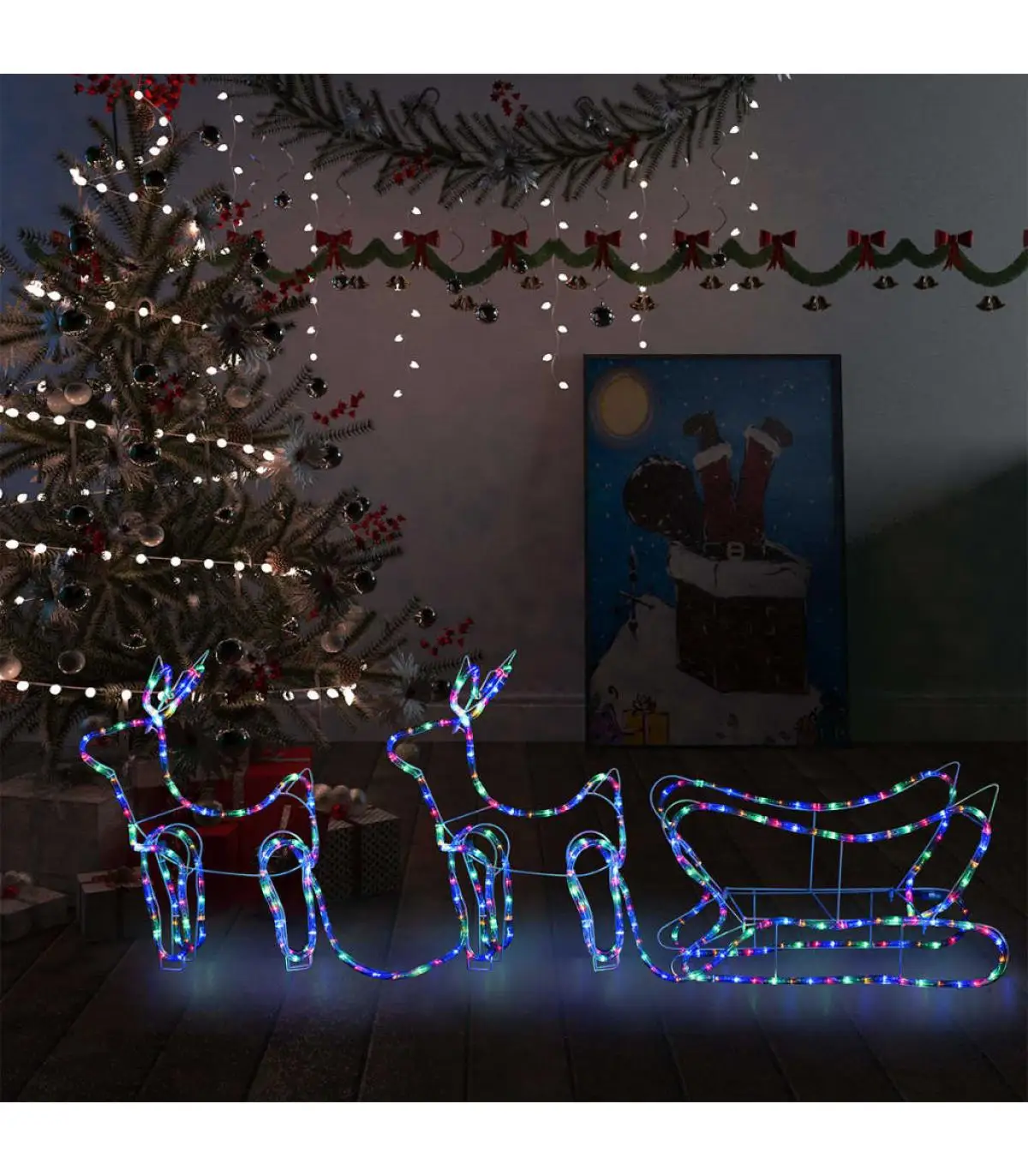 Christmas Lights Christmas reindeer and sleigh decoration garden 576 LEDs