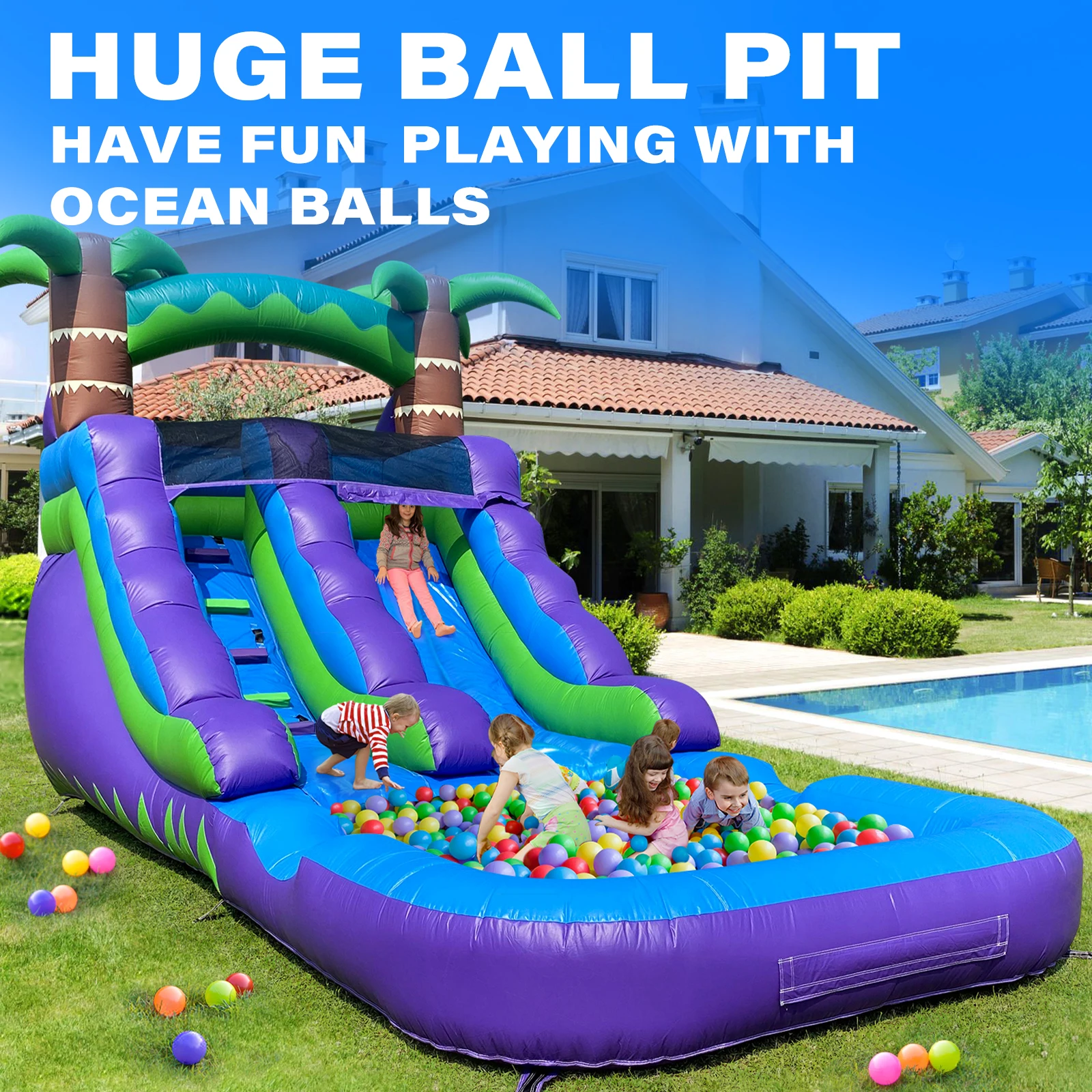 

Commercial Water Slide Grade Inflatable Water Slide Outdoor Indoor Bouncy Castle for Adults and Kids Includes Blower