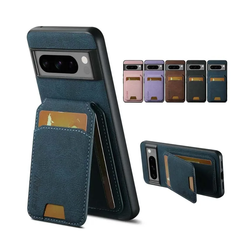 

For Google Pixel 10 Pro XL Card Slot Wallet Stand Holder Leather Phone Case For Google Pixel 9Pro 9A 8A Shockproof Cover Bumper
