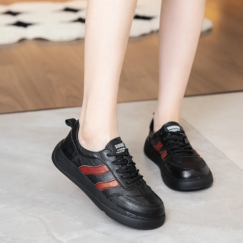 Sapato único casual e minimalista para mulheres, sapatos planos antiderrapantes elegantes com cadarço, nova temporada 2025