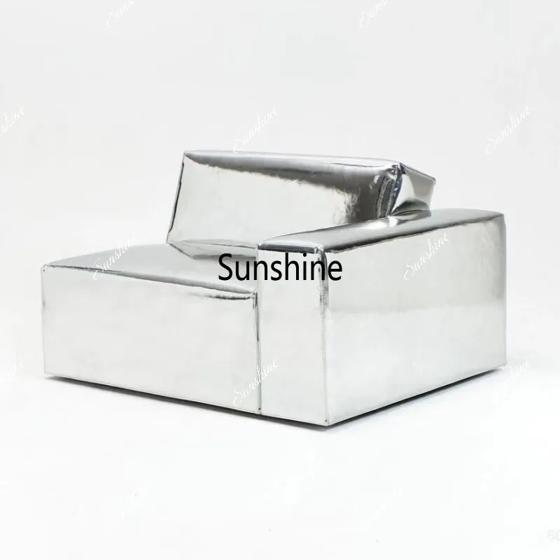 Nordic design reproduction studio store pearlescent silver mirror leather sofa