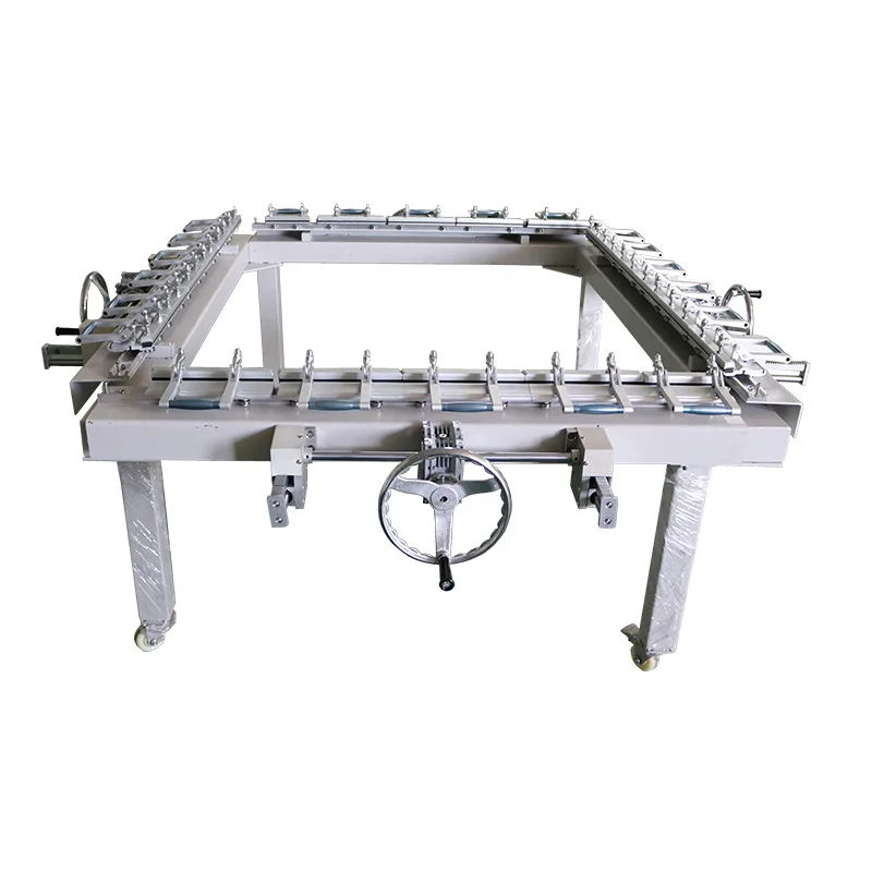 Manual turbo screen machine Double aluminum chuck stretch screen machine High tension printing machine