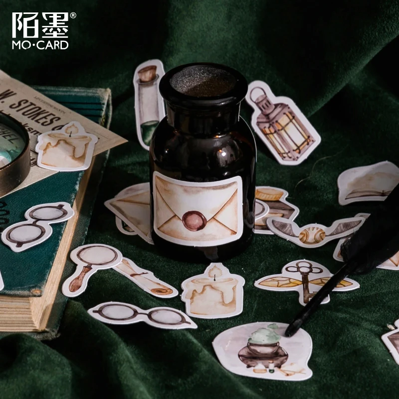 Boîte de 45 autocollants de la série Magic Academy, stickers décoratifs pour bricolage et bancs