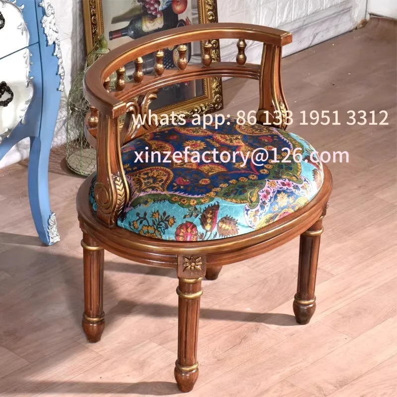 كرسي مزدوج من الخشب الصلب الأمريكي قابل للتخصيص لغرفة المعيشة والشرفة كرسي صالة أثاث عتيق على الطراز الأوروبي أريكة خلفية واحدة