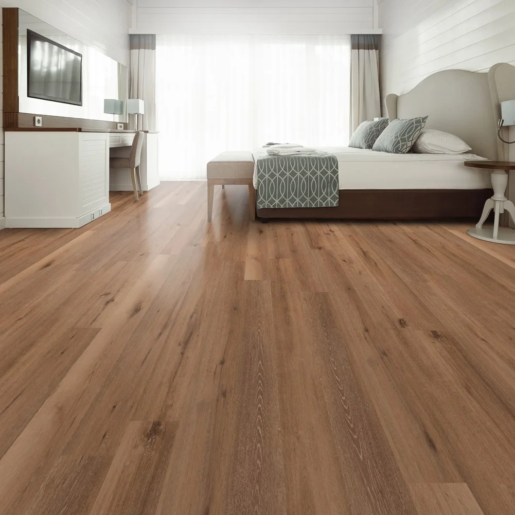 Brown Rustic Style Wood Plank PVC Laminate Flooring, 5 Square