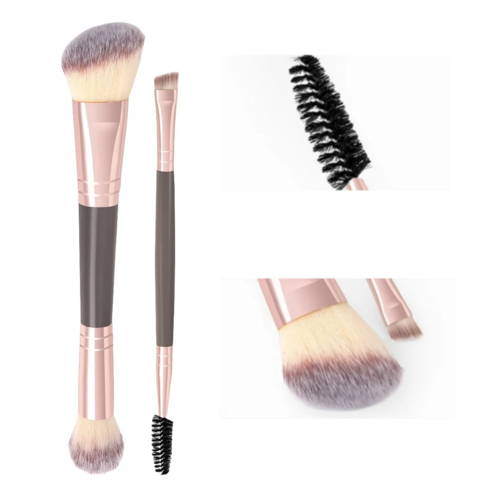 2Pcs Double-ended Eyebrow Brush Eyelashes Blush Brush Makeup Powder Brush Soft Hair Women Professional Foundation Beauty Tools