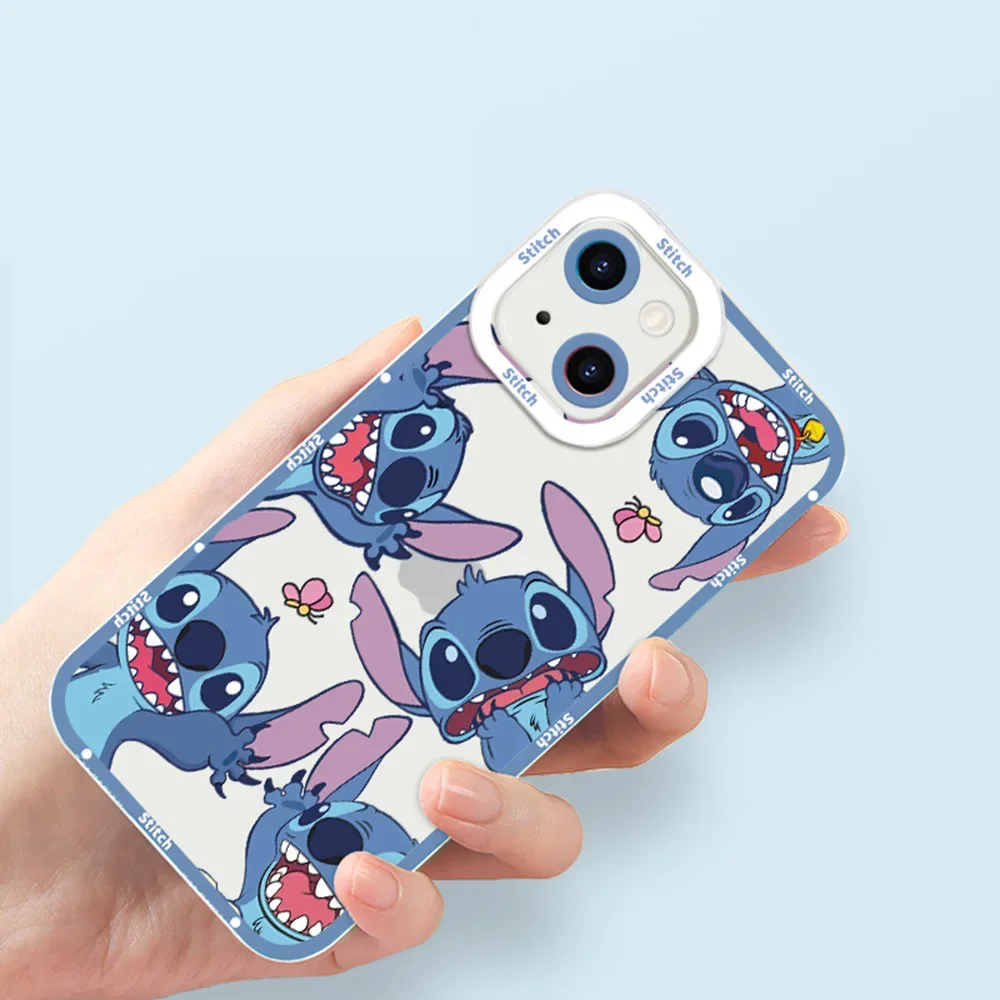 Kreskówka Lilo Stitch słodkie etui na telefon dla Iphone 14 15 12 13 Mini 11 Pro Max Xs XR 6 6s 7 8 Plus przezroczysta miękka obudowa Disney