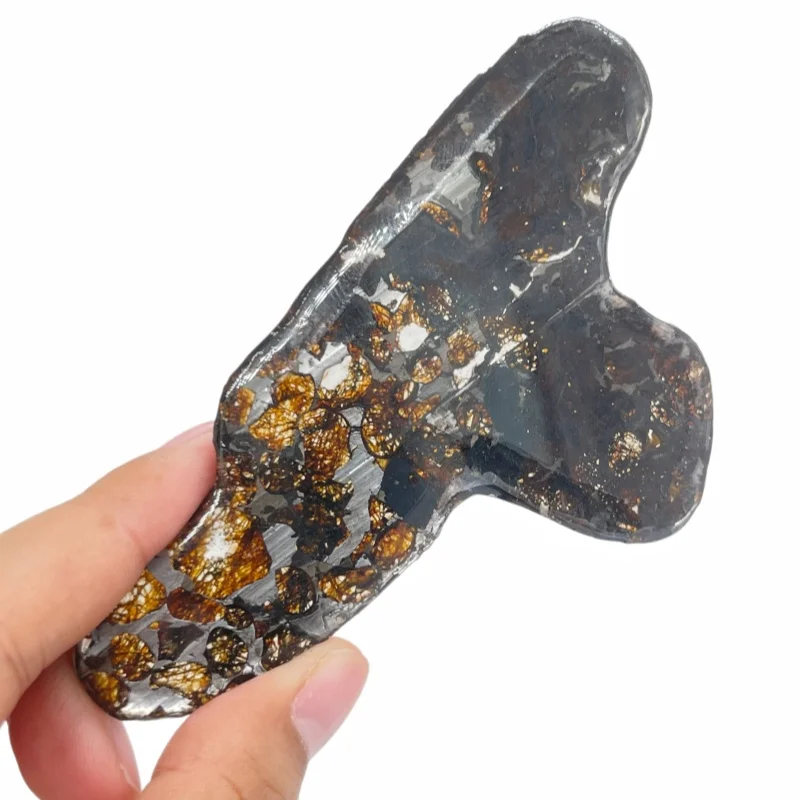 Natural Sericho Pallasite Olive Meteorite Slice Polished Irregular Meteorite Mineral Specimen For Collection Display QA899