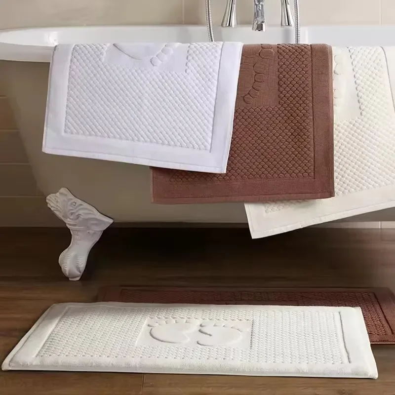 Hotel absorbent jacquard design non-slip bath mat hotel spa shower bathroom mat