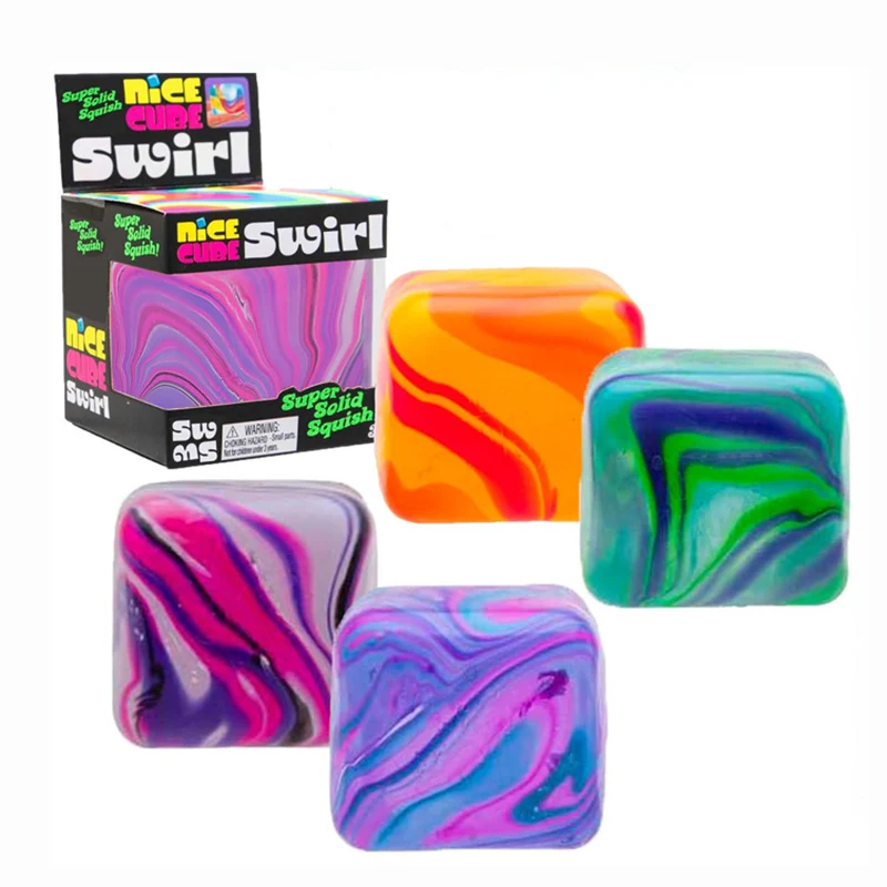 

Cube Swirl Squish Cube Translucent Marble Pattern Stress Relief Fidget Toy Soft Squeeze Anxiety Relief For Adults Blind Box