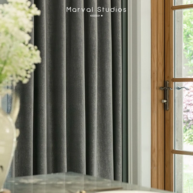 French High-grade Bronzing Velvet Light Luxury Blackout Curtain Cloth Modern Simple Living Room Bedroom Study