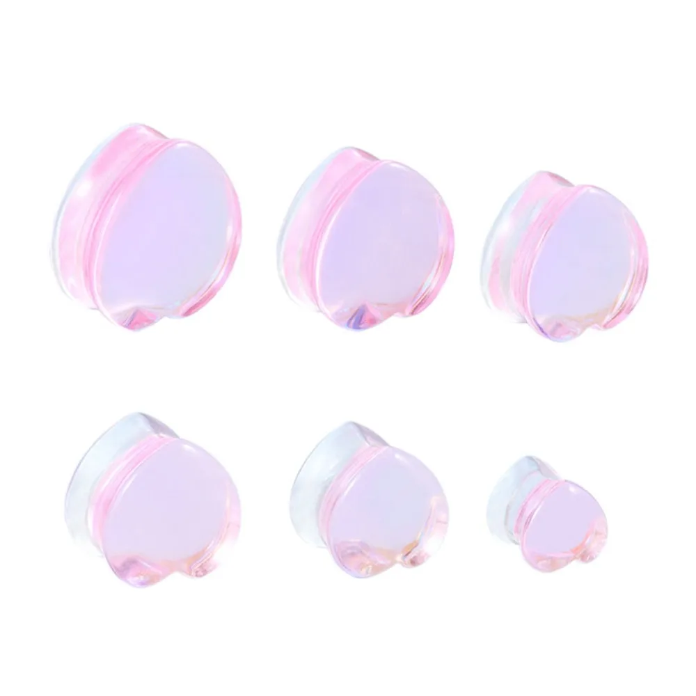 Mode Transparent Solide Rosa Lila Glas Herzförmige Ohr Expander Ohrmuschel Piercing Schmuck Ohr Expansion Artefakt 6-25mm – Detail 5