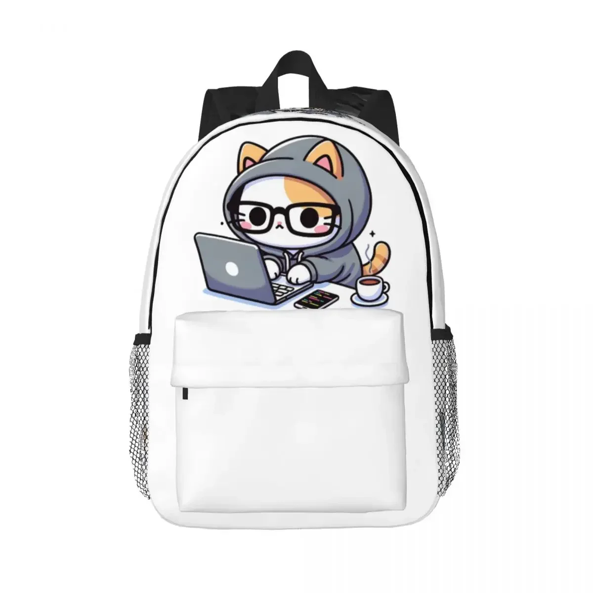 

Рабочий рюкзак с котенком Coder Cat, горячая распродажа, рюкзак для мальчиков и девочек, сумка для книг, сумки на плечо для мужчин, женщин, детей, школьная сумка