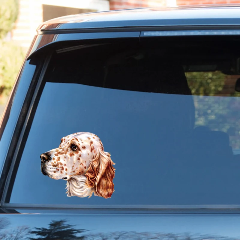 DK186#14x12cm English Setter Dog Car Stickers Scratch Covering Self-Adhesive Waterproof Decal Motorcycle Decorative Accessories
