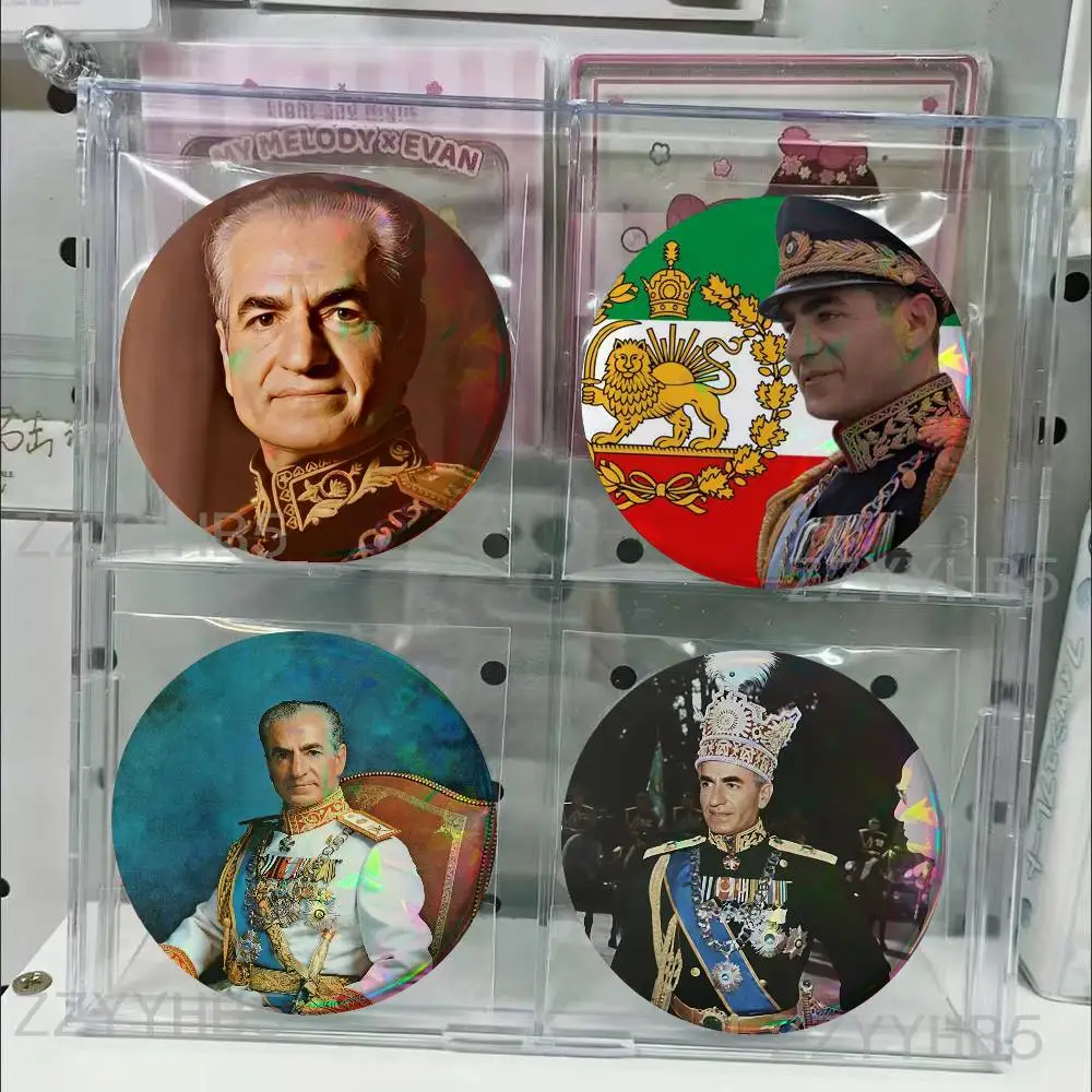

M-Mohammad Reza Pahlavi Iran Meme Coin Badges Tinplate Round Brooch Custom Anime Role Enamel Pins Gifts for Fans Friends