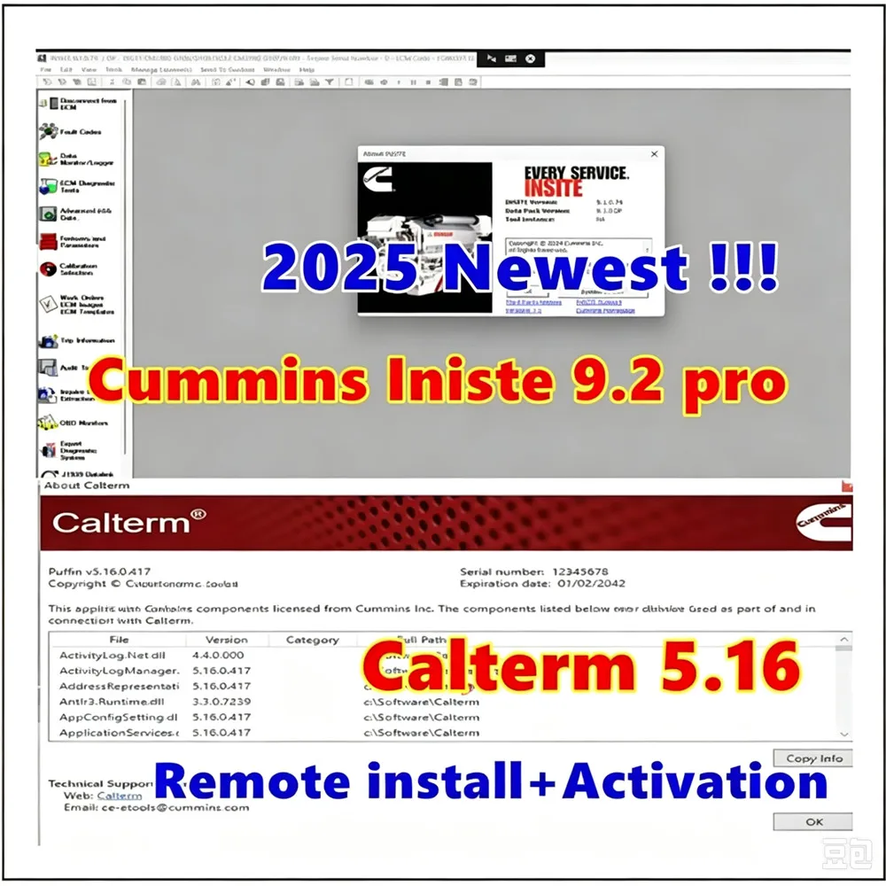 2026 Cummins Insite 9.2 Pro + Cummins Calterm 5.16 Fault Code Engine Tests for CMS Electronic Service Diagnostic Free Install