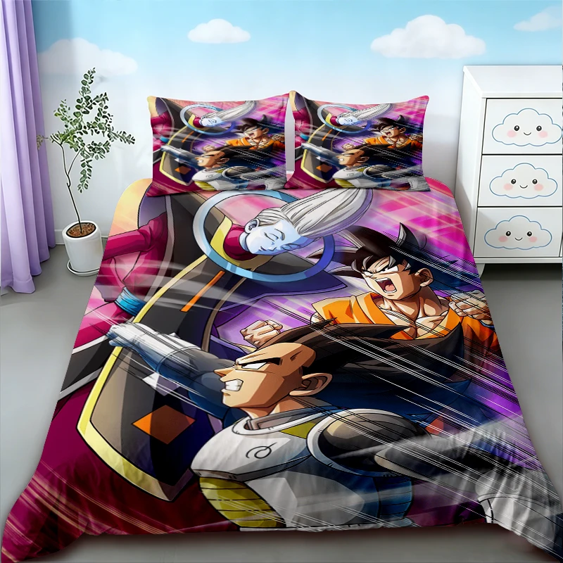 

Teens 3pcs Duvet Cover Dragon Ball Goku Cartoon Anime Bedding Set Quilt Cover Twin Single Size for Bedroom Decor Gifts
