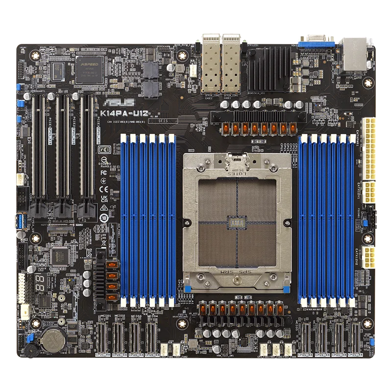 K14PA-U12 Motherboard with Single CPU Socket LGA6096 SP5 Integrated ASMB11-iKVM Mainboard for Server