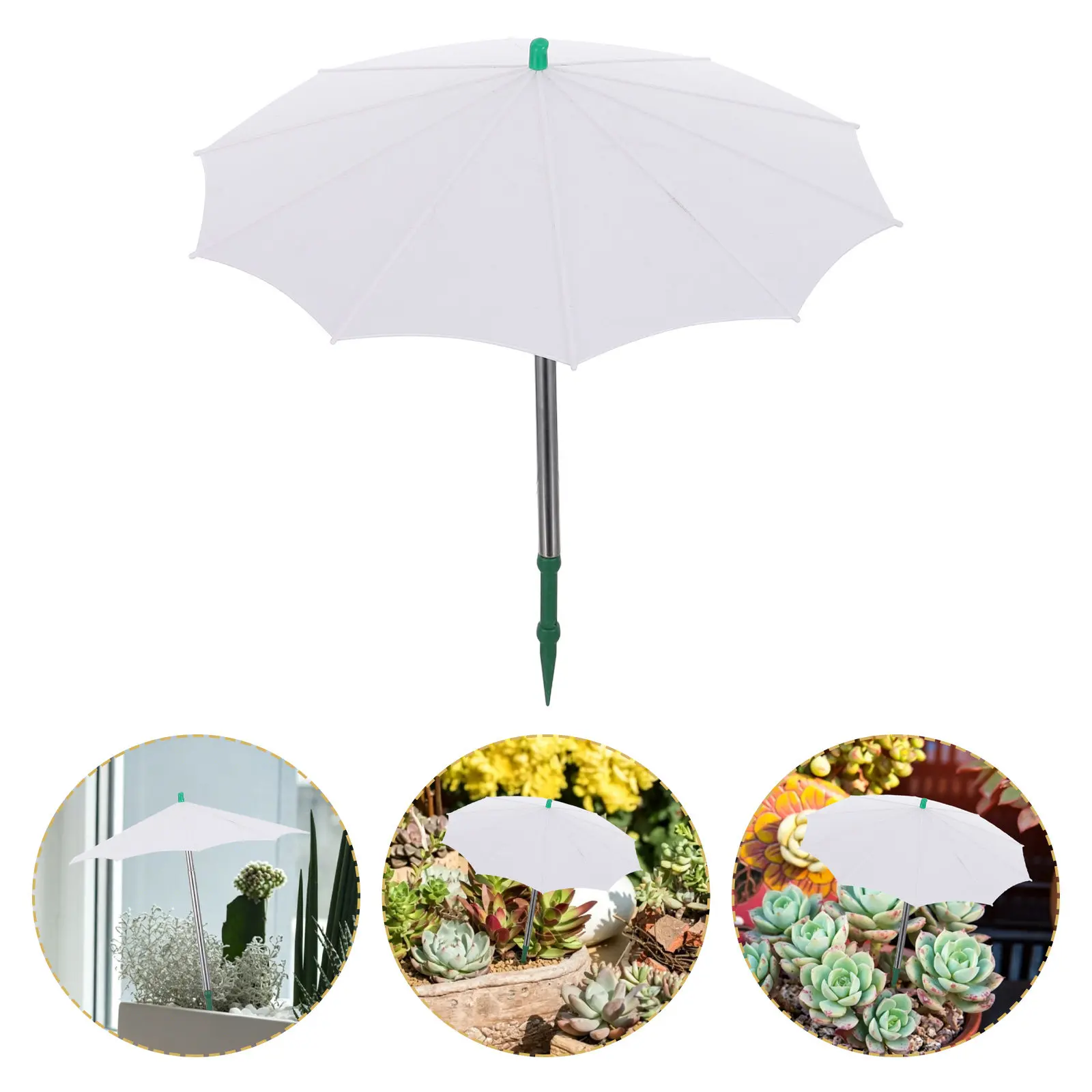 White Plant Umbrella Retractable Adjustable Height Shade Cover for Outdoor Garden Patio Flower Potted Plants Uv Blocking Mini
