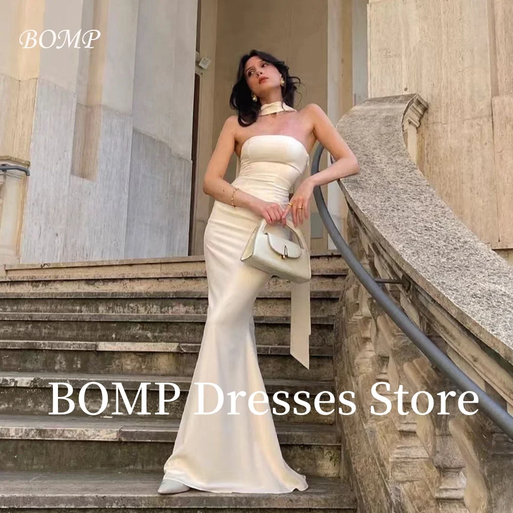 

BOMP Elegant Mermaid Evening Party Dresses with Scarf Floor Length Strapless Formal Occasion Prom Gown Saudi Arabic Custommized