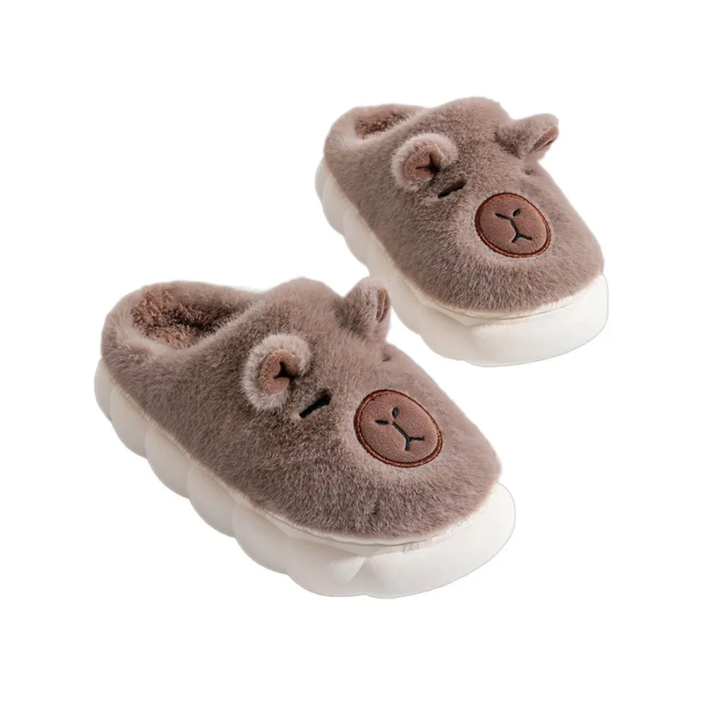 

Winter Capybara Plush Slippers Thicken Warm Soft Cartoon Furry Slippers Anti-slip Thick Soled Warmer Home Cotton Shoes Couple