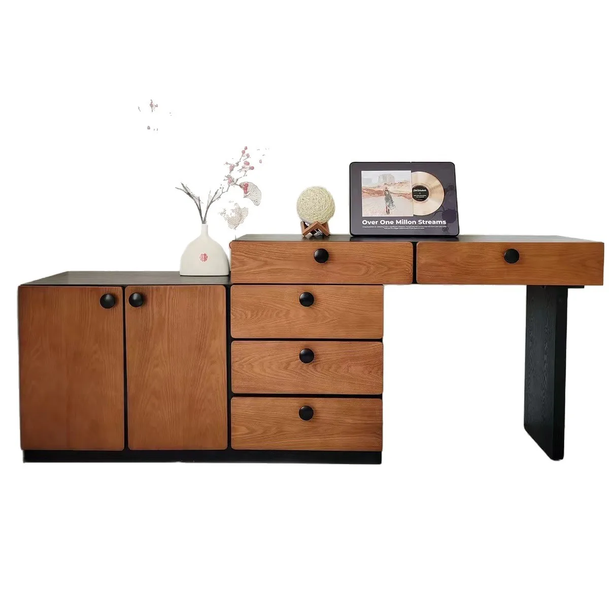 

Solid wood chest dresser integrated corner end of bed medium antique bedroom black makeup table storage cabinet