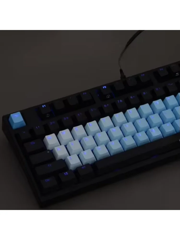 PBT keycap 37 two-color light-transmitting dark rainbow word transparent front engraving side engraving