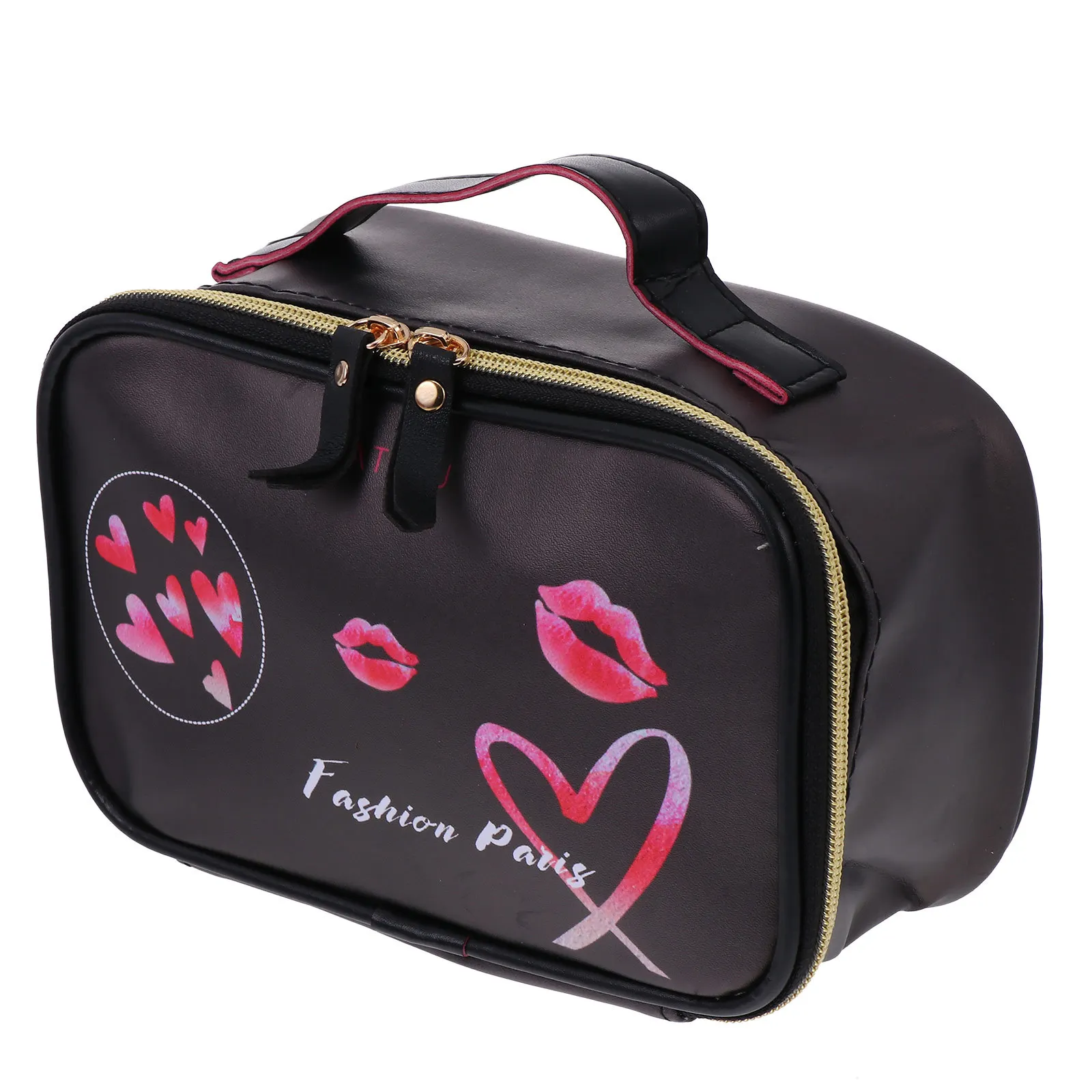 Sac à rayures pour femmes, rangement de produits de toilette de voyage portable, organisateur de maquillage étanche, petite taille, fermeture à glissière durable