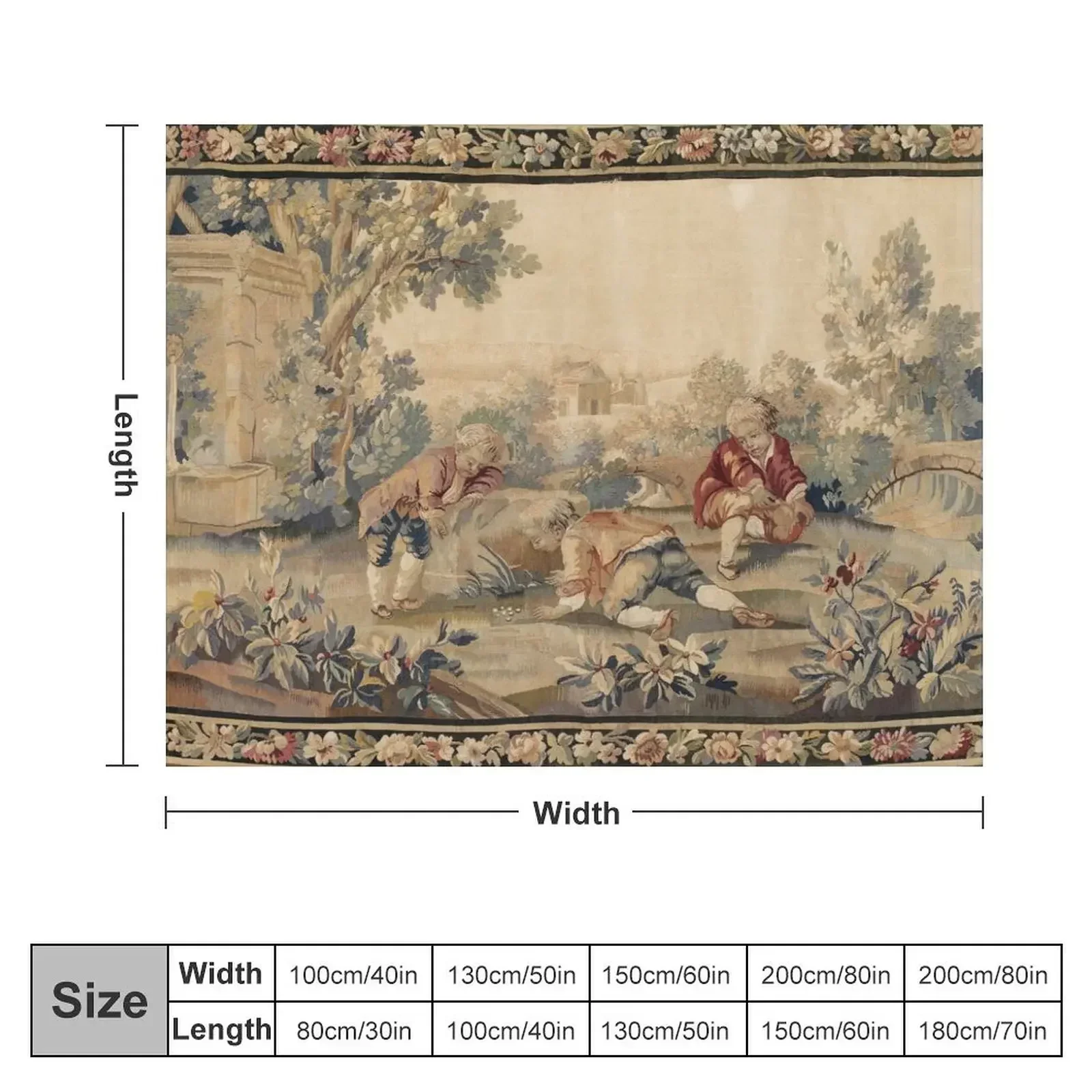 AubussonAntique French Tapestry Print Throw Blanket Luxury Designer Plaid Flannel Blankets