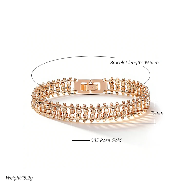 Kinel Hot Trend 585 Rose Gold Color Unique Link Bracelet for Women Luxury Ethnic Bride Wedding Daily Fine Jewelry 2026 New