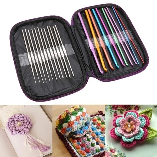 New fashion 22 Pcs Stainless Steel Crochet Hooks Sweater Knitting Needles with Case for Handle Weave Craft Tool