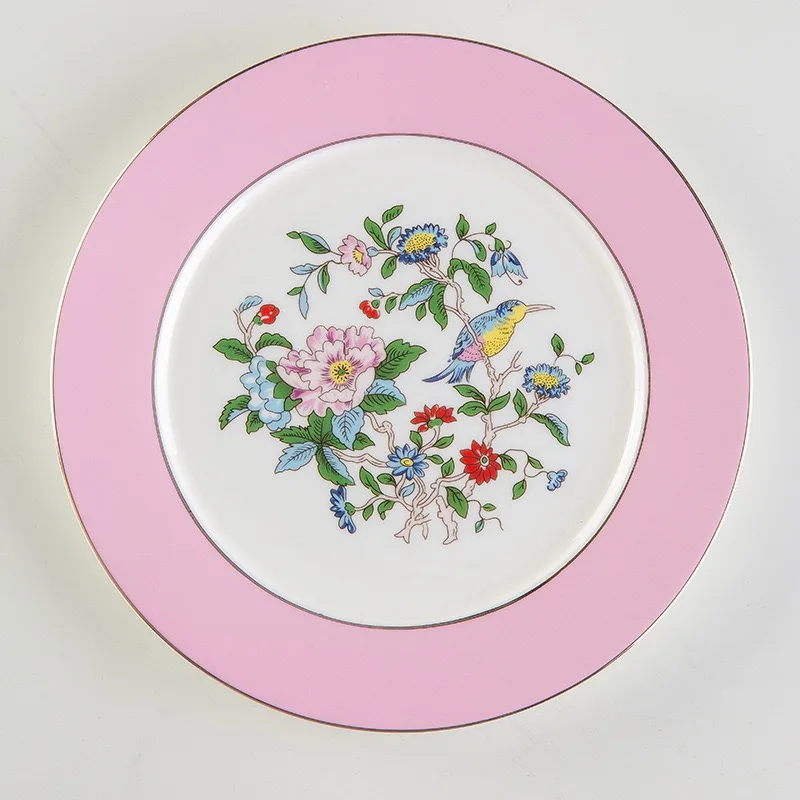 أنيقة رومانسية 8 بوصة الوردي الأزهار طبق تقديم الحلوى العظام الصين السيراميك طبق الطعام لديكور المنزل مهرجان هدية الذكرى السنوية